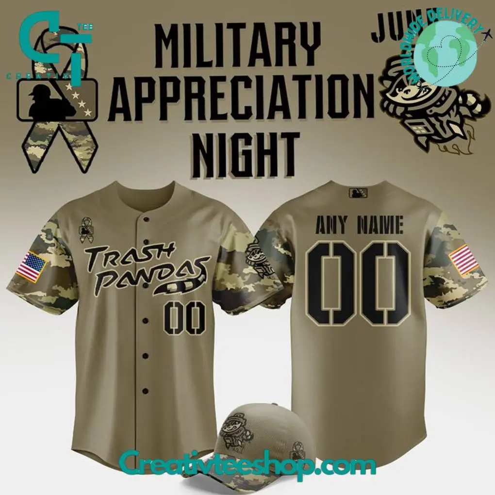Rocket City Trash Pandas Military Appreciation Night 2025 Camo Baseball Jersey
