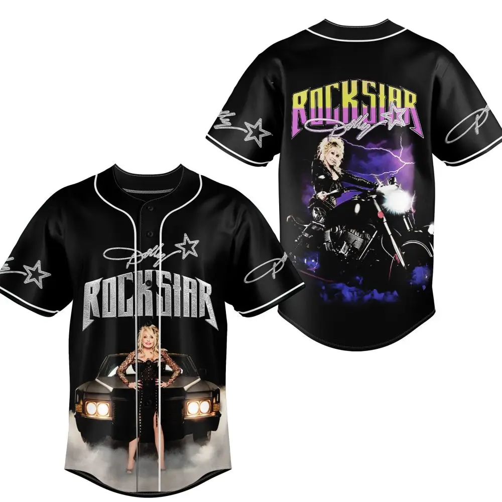 Rockstar Graphic Baseball Jersey - Bold Black Design With Iconic Imagery Rockstar Graphic Baseball Jersey - Bold Black Design With Iconic Imagery - Image 1