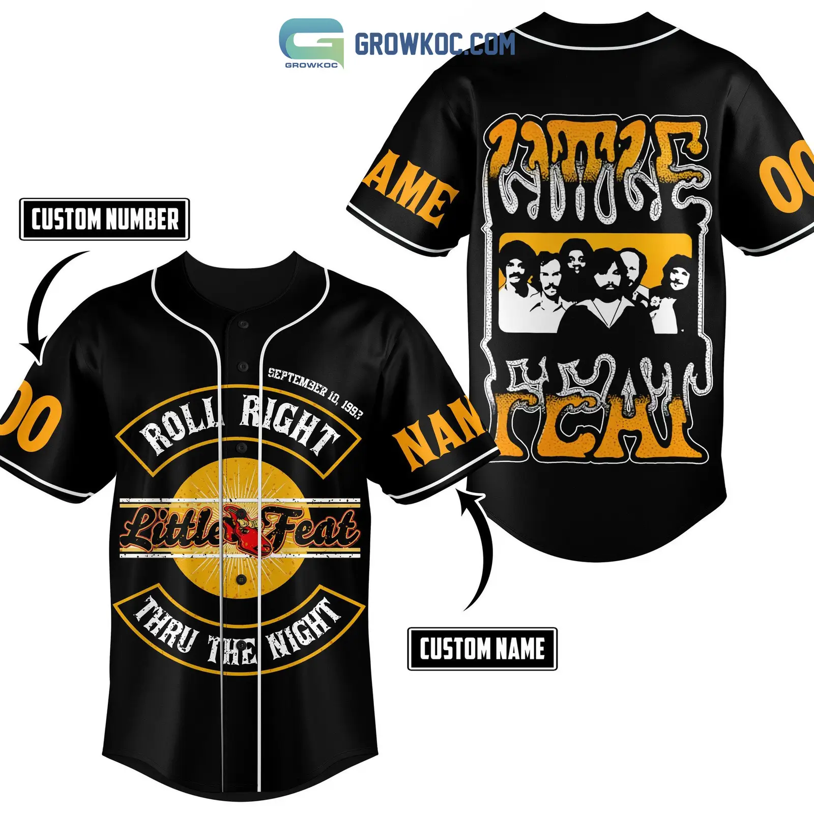 Roll Right Little Feat Thru The Night Personalized Baseball Jersey
