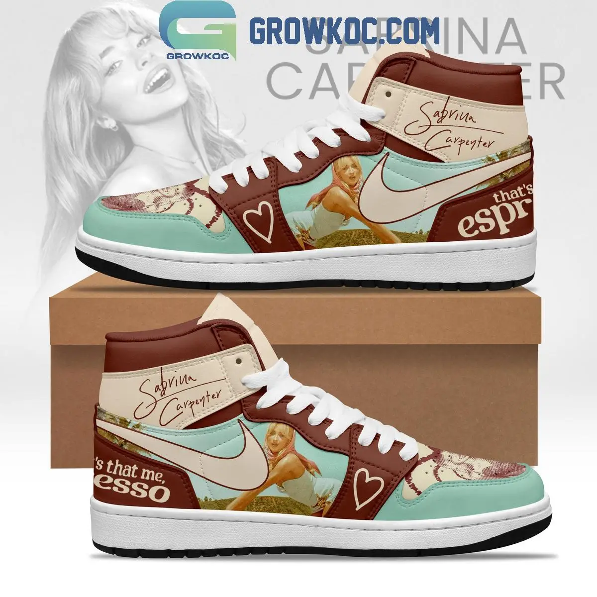 Sabrina Carpenter It's Me Your Espresso Air Jordan 1 Shoes Sabrina Carpenter It's Me Your Espresso Air Jordan 1 Shoes - Image 1