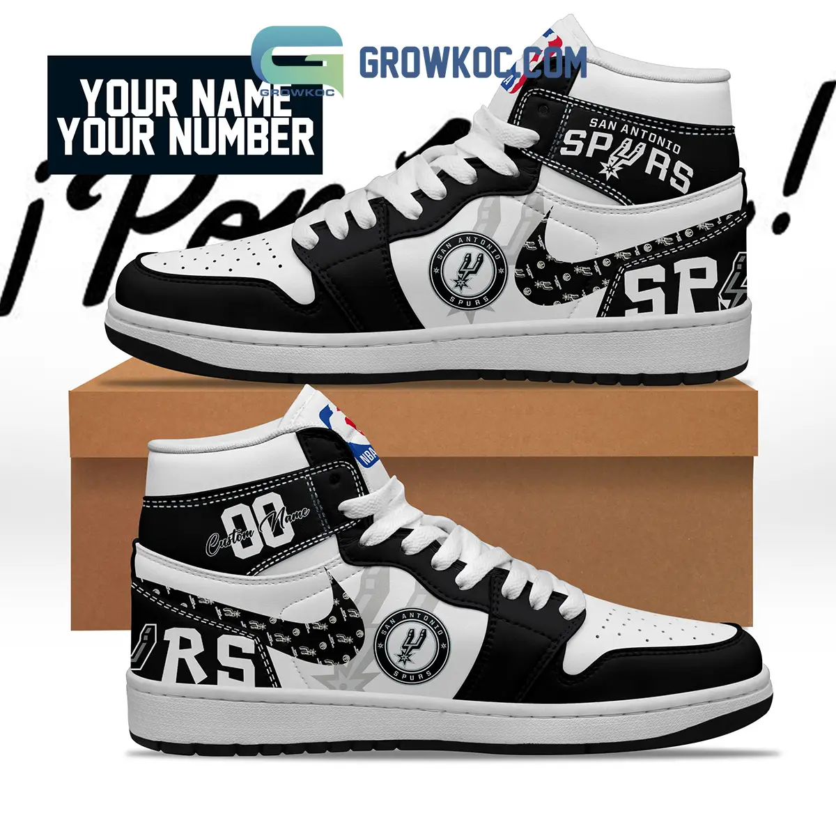 San Antonio Spurs NBA Personalized Air Jordan 1 Shoes