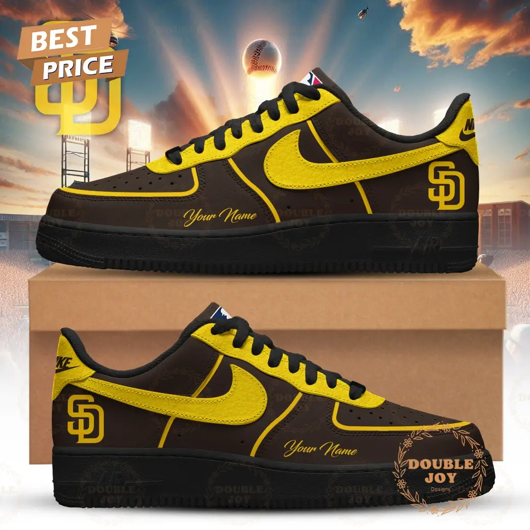 San Diego Padres 2026 Custom Name Air Force 1 Sneakers - Brown
