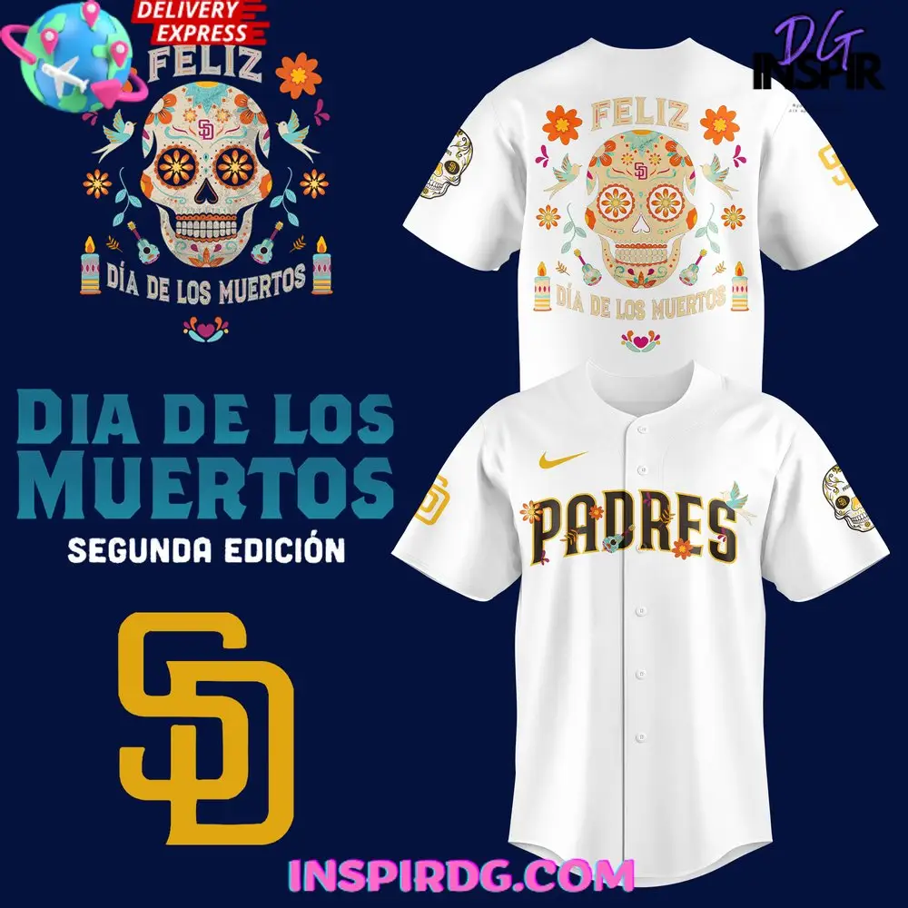 San Diego Padres Dia De Los Muertos 2024 White Baseball Jersey San Diego Padres Dia De Los Muertos 2024 White Baseball Jersey - Image 1