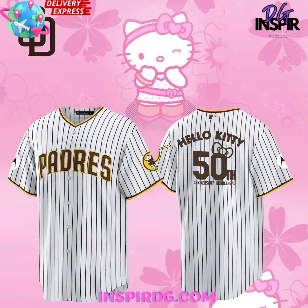 San Diego Padres Hello Kitty 50Th Anniversary Stripe Baseball Jersey