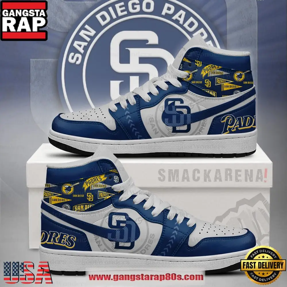 San Diego Padres MLB Unique Sports Air Jordan 1 High Top Shoes Running Sneakers