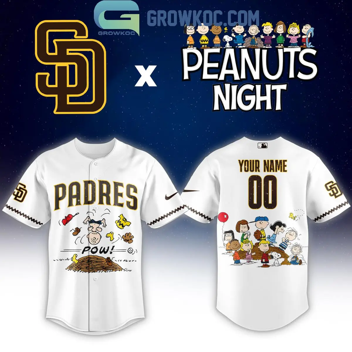 San Diego Padres Peanuts Night Pow 2026 Jersey