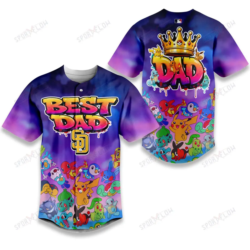San Diego Padres Pokã©Mon Crossover Father'S Day Baseball Jersey San Diego Padres Pokã©Mon Crossover Father'S Day Baseball Jersey - Image 1