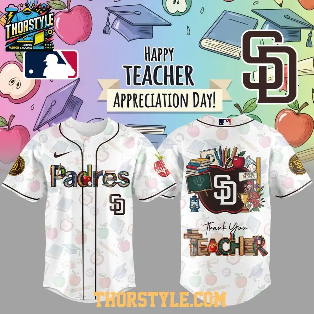 San Diego Padres Thank You My Teacher 2025 Appreciation Baseball Jersey San Diego Padres Thank You My Teacher 2025 Appreciation Baseball Jersey - Image 1