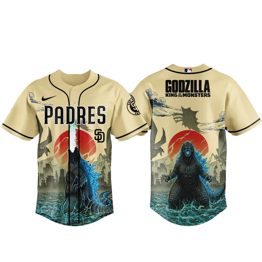 San Diego Padres x Godzilla King of The Monsters Baseball Jersey - Tazila