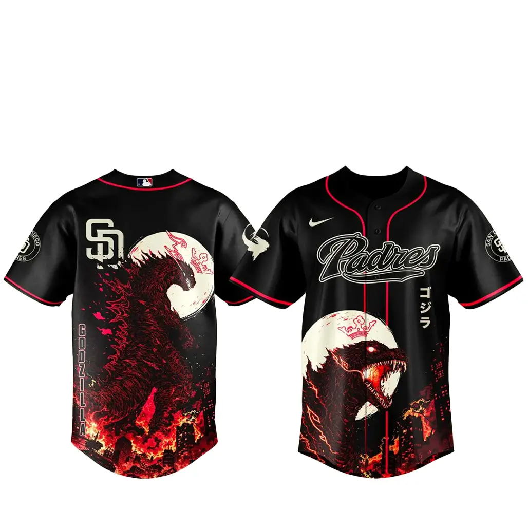 San Diego Padres x Godzilla Minus Zero Baseball Jersey - Tazila