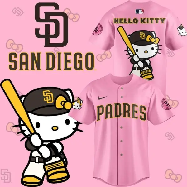 San Diego Padres X Hello Kitty Pink Jersey - Cute & Sporty Fan Gear!