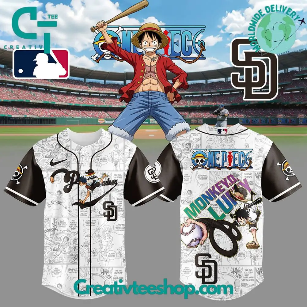 San Diego Padres X One Piece Straw Hat Luffy Special Baseball Jersey