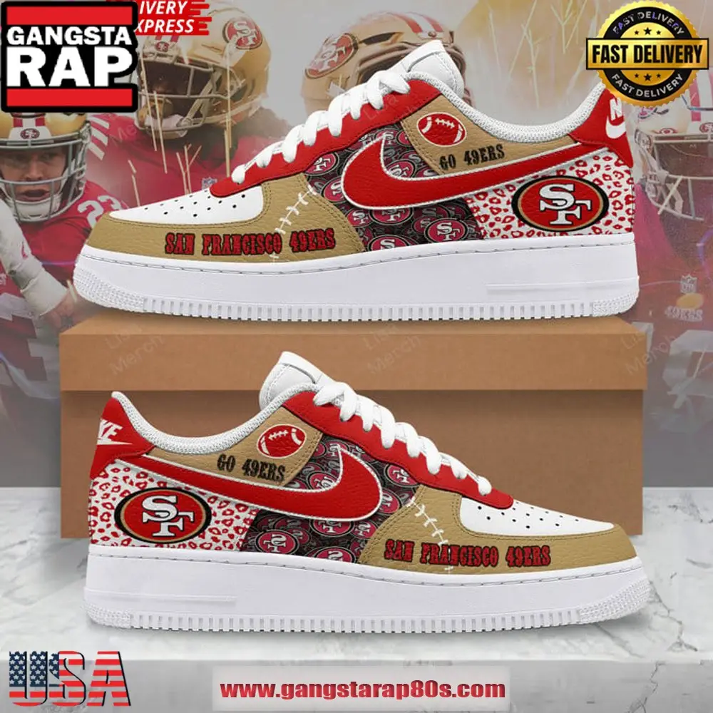 San Francisco 49ers Limited Edition Air Force 1 Running Sneakers Shoes San Francisco 49ers Limited Edition Air Force 1 Running Sneakers Shoes - Image 1