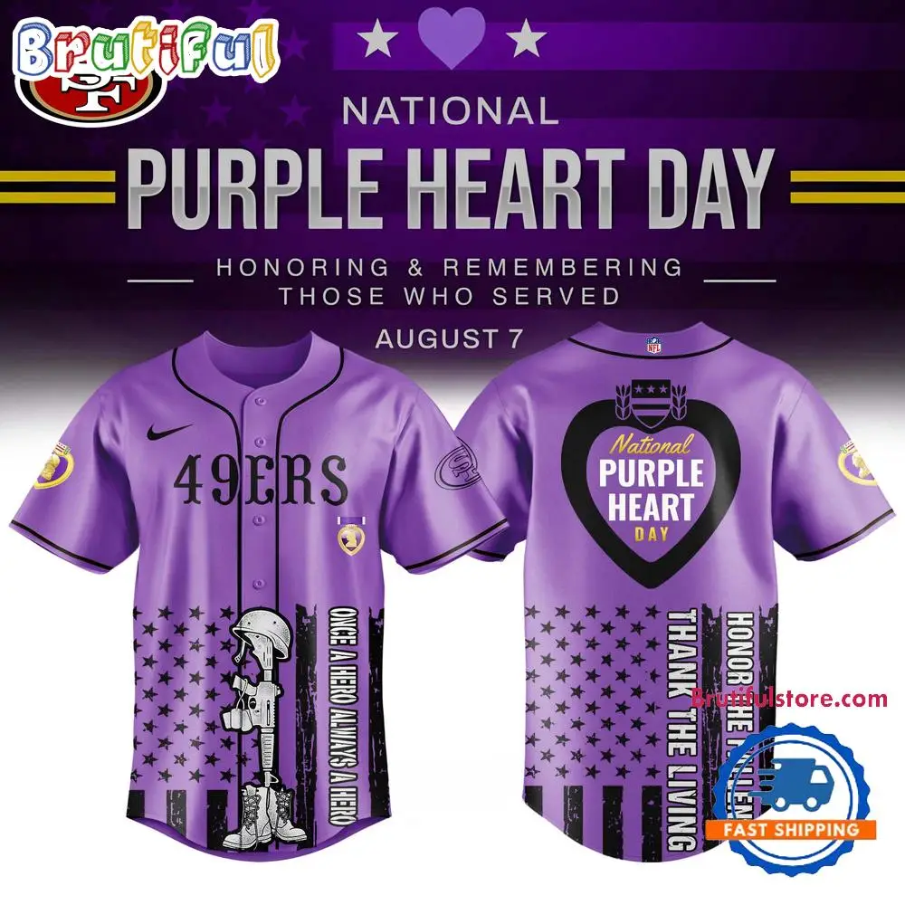 San Francisco 49ers Purple Heart Day Limited Edition Baseball Jersey