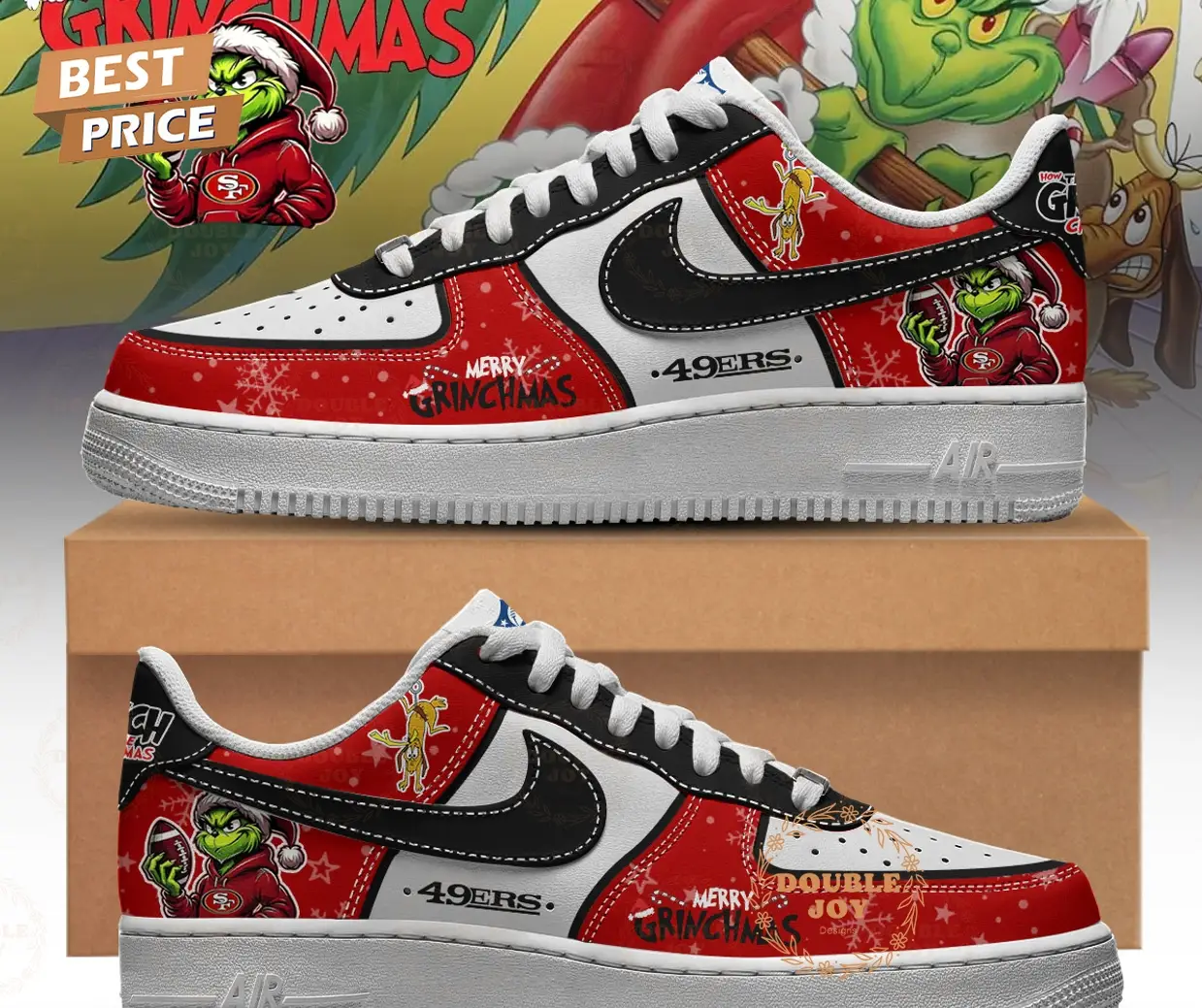 San Francisco 49ers X Merry Grichmas 2025 Air Force 1 Sneakers