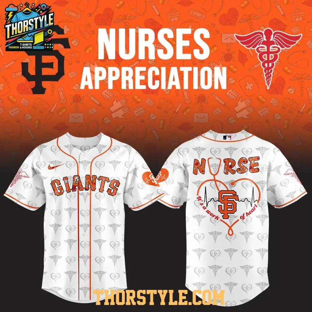 San Francisco Giants 2025 Nurses Appreciation A Work Of Heart Baseball Jersey San Francisco Giants 2025 Nurses Appreciation A Work Of Heart Baseball Jersey - Image 1