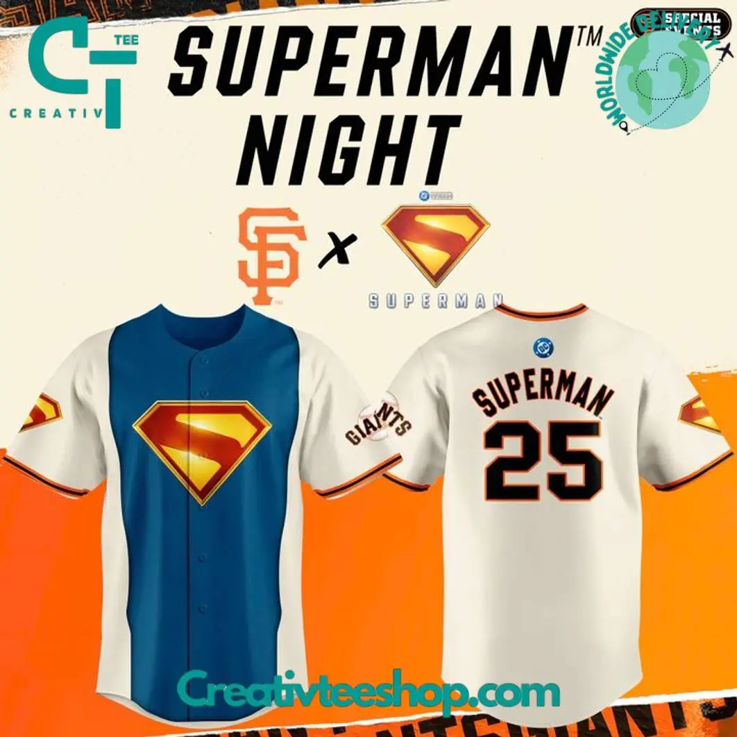 San Francisco Giants X 2025 Superman Night Limited Baseball Jersey San Francisco Giants X 2025 Superman Night Limited Baseball Jersey - Image 1