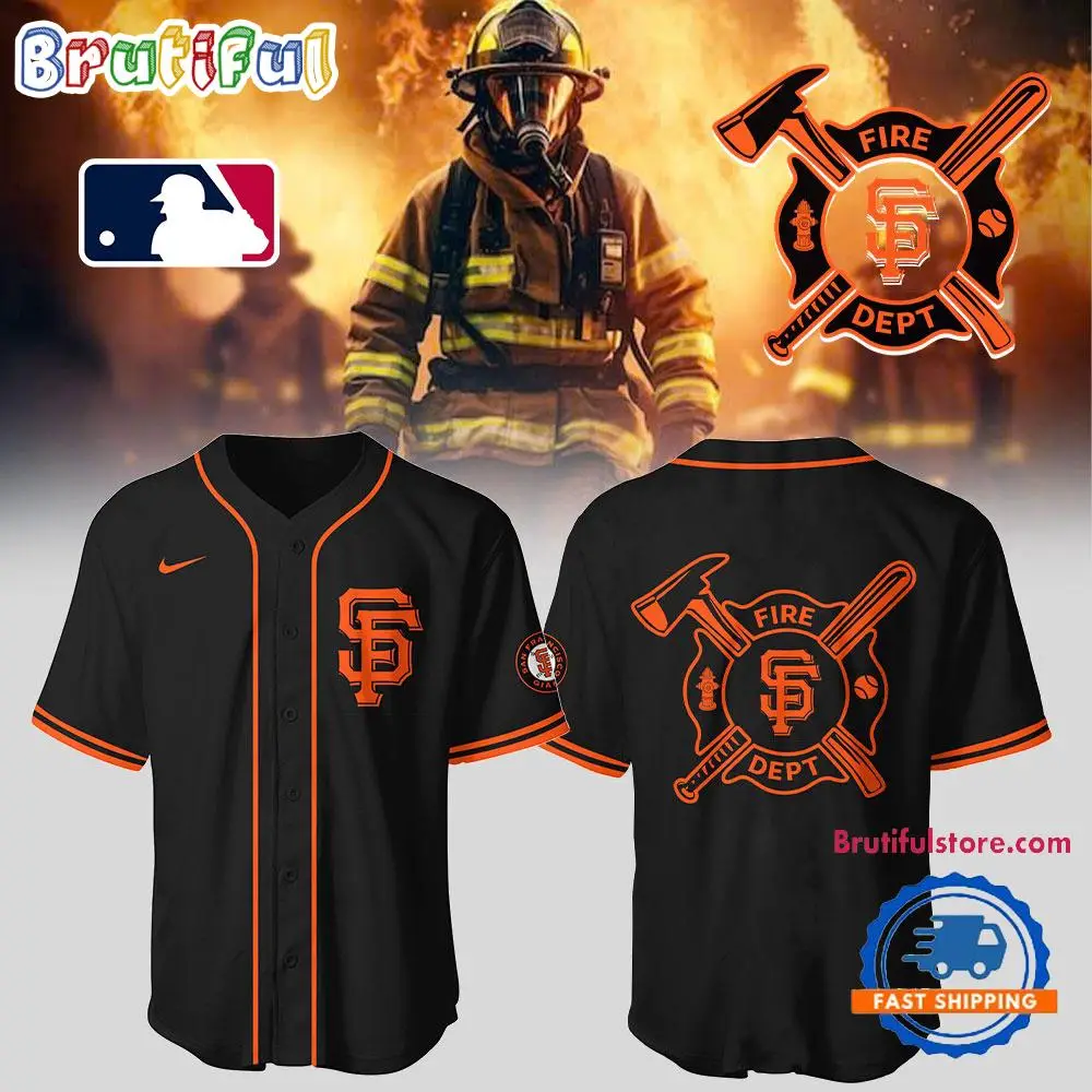 San Francisco Giants x Firefighter Appreciation Night Black Baeaball Jersey