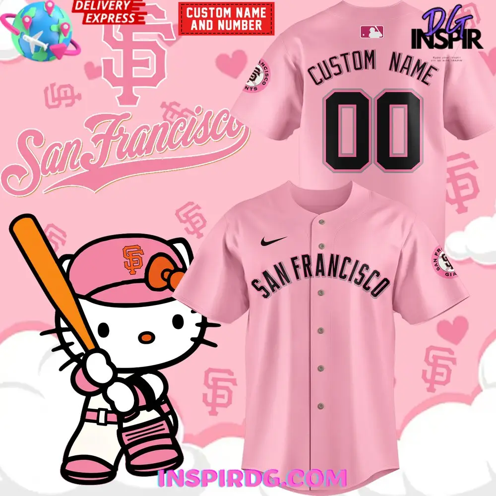 San Francisco Giants X Hello Kitty Night Custom Baseball Jersey San Francisco Giants X Hello Kitty Night Custom Baseball Jersey - Image 1