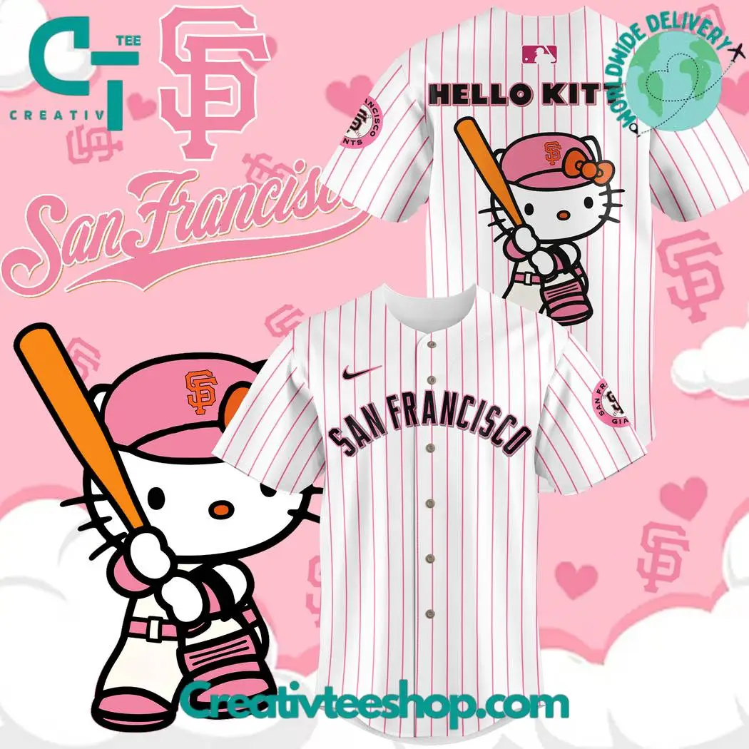 San Francisco Giants X Hello Kitty Stripes Baseball Jersey