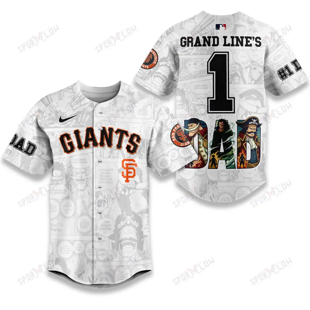 San Francisco Giants X One Piece Grand Line'S #1 Dad Custom Baseball Jersey