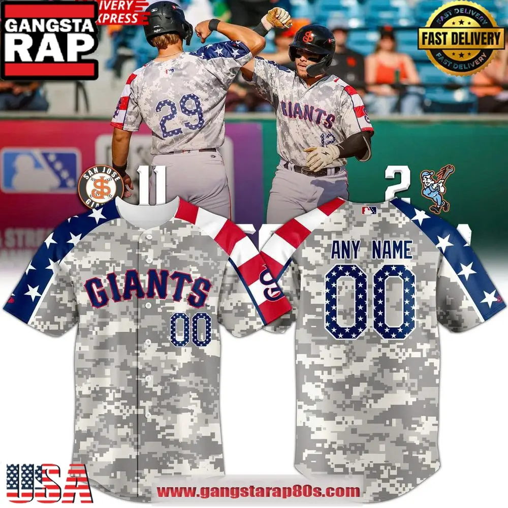 San Jose Giants Military Appreciation 2025 Baseball Jersey Shirts San Jose Giants Military Appreciation 2025 Baseball Jersey Shirts - Image 1