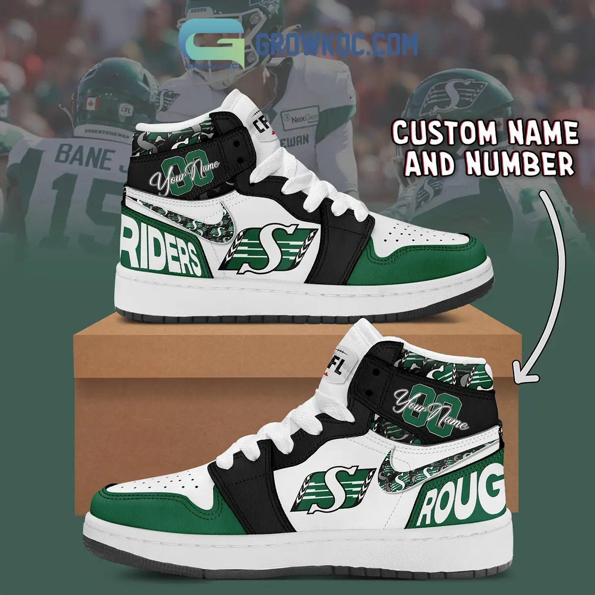 Saskatchewan Roughriders Personalized Air Jordan 1 Shoes
