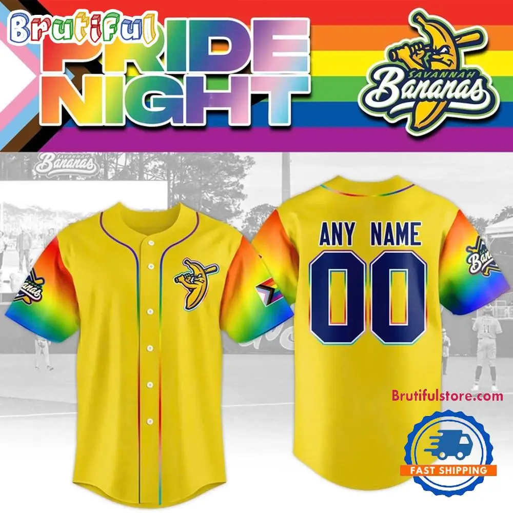 Savannah Bananas 2025 Pride Month Custom Baseball Jersey Savannah Bananas 2025 Pride Month Custom Baseball Jersey - Image 1