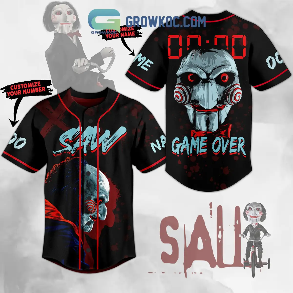 Saw Game Over Personalized Baseball Jersey
