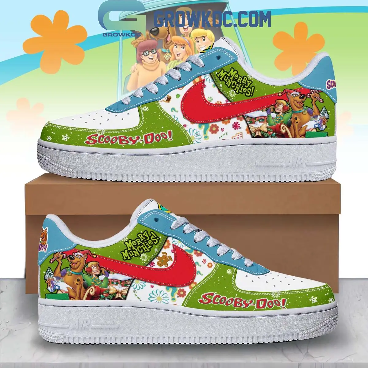 Scooby Doo Merry Christmas Air Force 1 Shoes Scooby Doo Merry Christmas Air Force 1 Shoes - Image 1