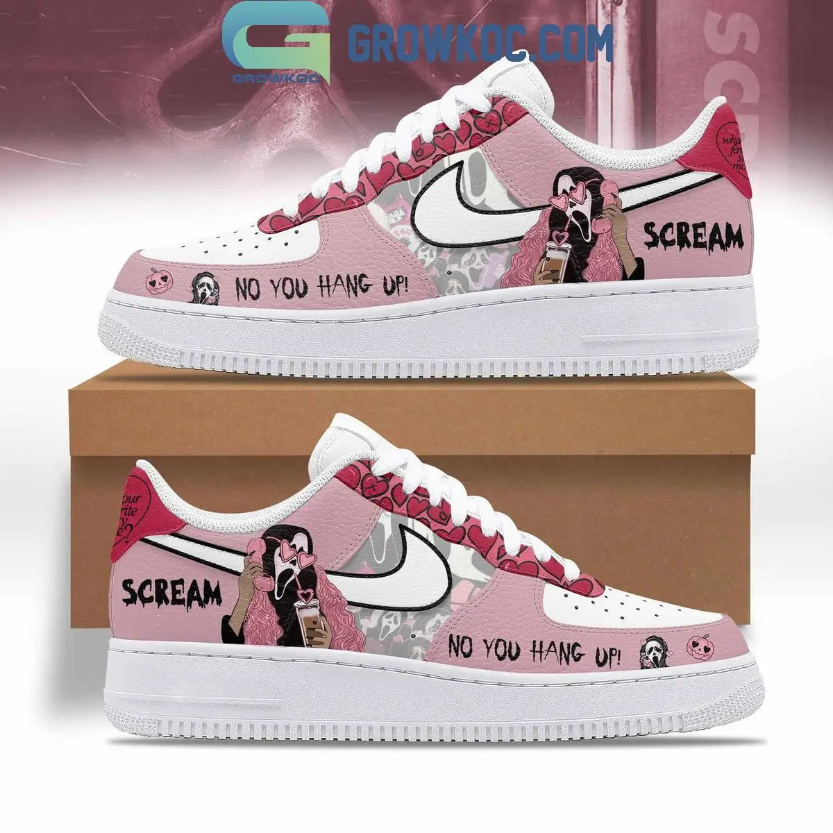 Scream No You Hang Up Pink Love Air Force 1 Shoes