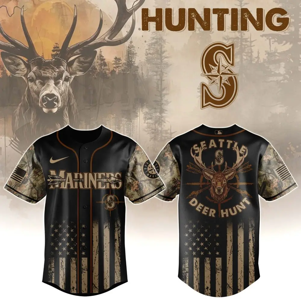 Seattle Deer Hunt Camo Baseball Jersey – Bold Outdoor Style For Hunters & Fans