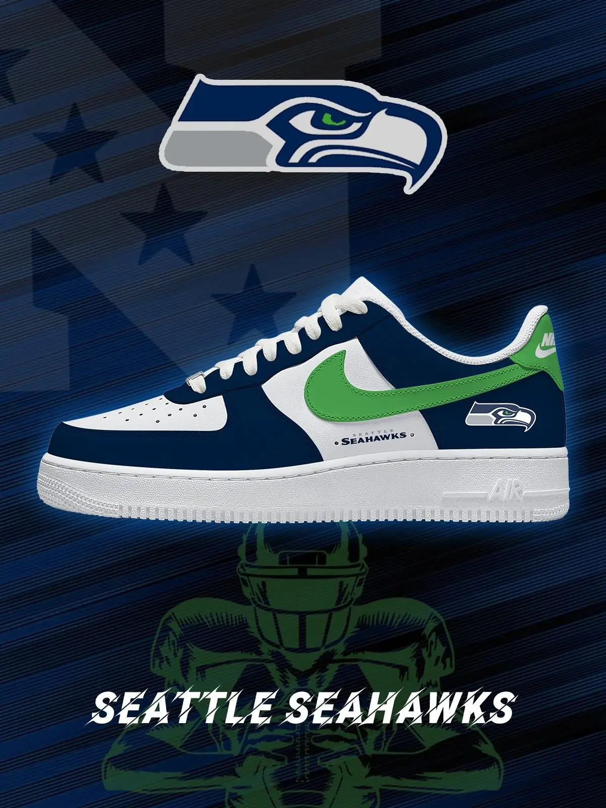 Seattle Football Custom Air Force 1 Sneakers - NFL Fan Edition | TN41