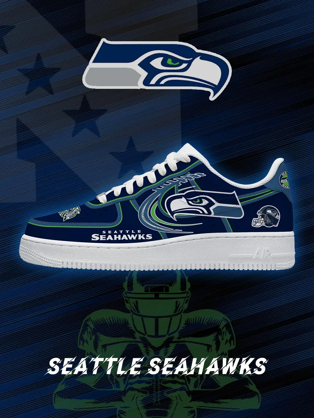 Seattle Football V.2 Custom Air Force 1 Sneakers - NFL Fan Edition | TC80
