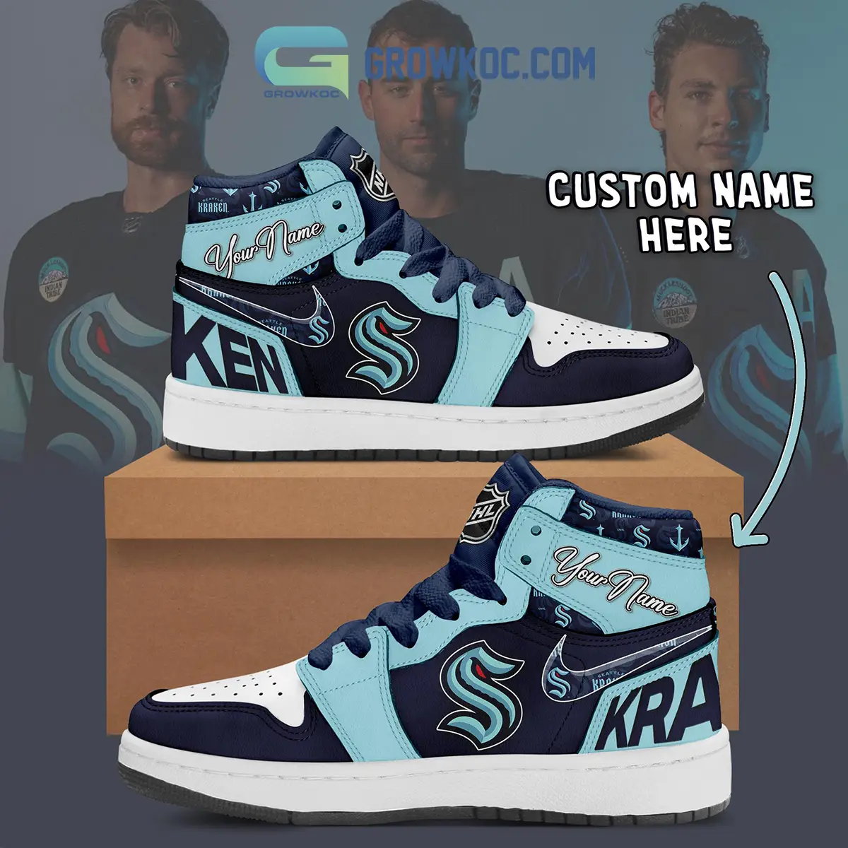 Seattle Kraken NHL Personalized Air Jordan 1 Shoes