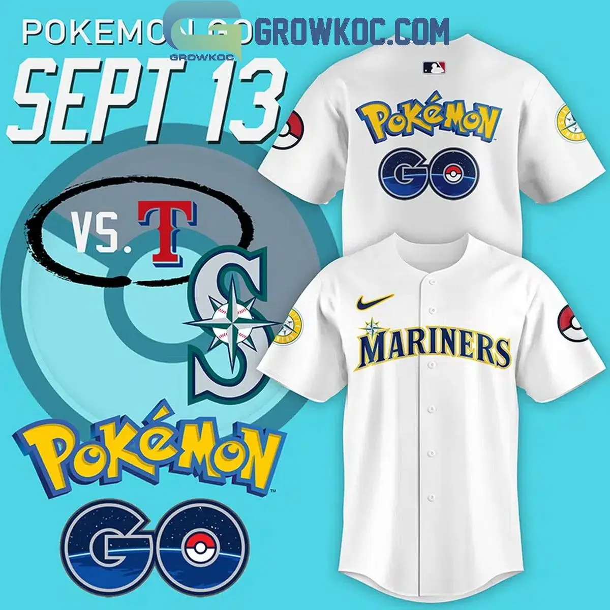 Seattle Mariners 2024 Pokemon GO Baseball Jersey