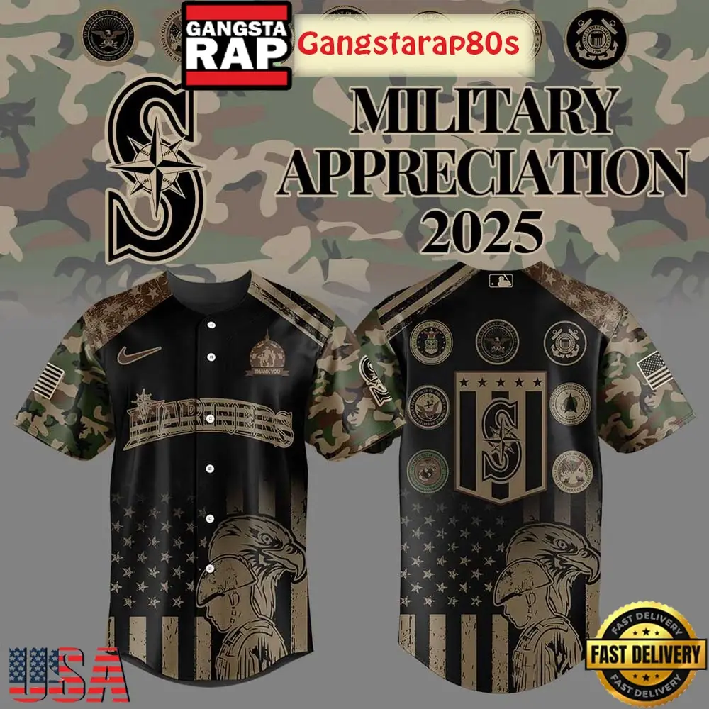 Seattle Mariners Celebrating Military Day Special Baseball Jersey Seattle Mariners Celebrating Military Day Special Baseball Jersey - Image 1