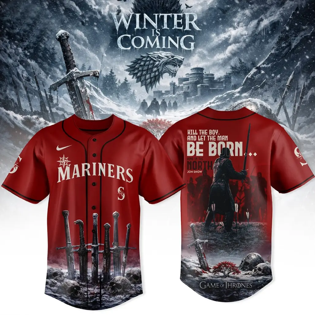 Seattle Mariners x Game of Thrones Jon Snow Kill The Boy And Let The Man Be Born Baseball Jersey - Tazila