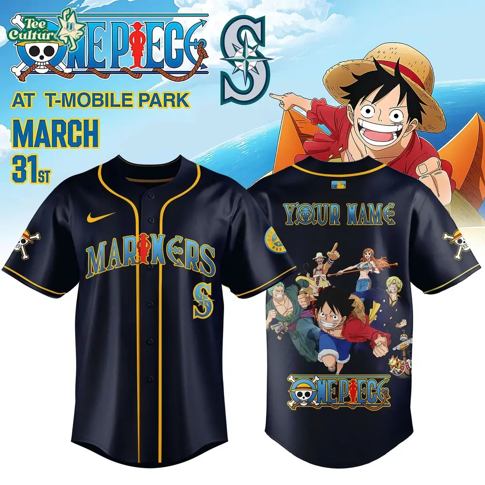 Seattle Mariners x One Piece Night 2026 Limited Edition Navy Baseball Jersey Seattle Mariners x One Piece Night 2026 Limited Edition Navy Baseball Jersey - Image 1