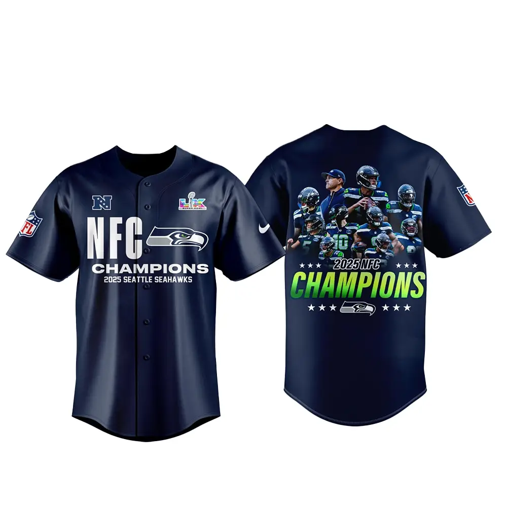 Seattle Seahawks 2025 NFC Champions Locker Room Baseball Jersey - Tazila