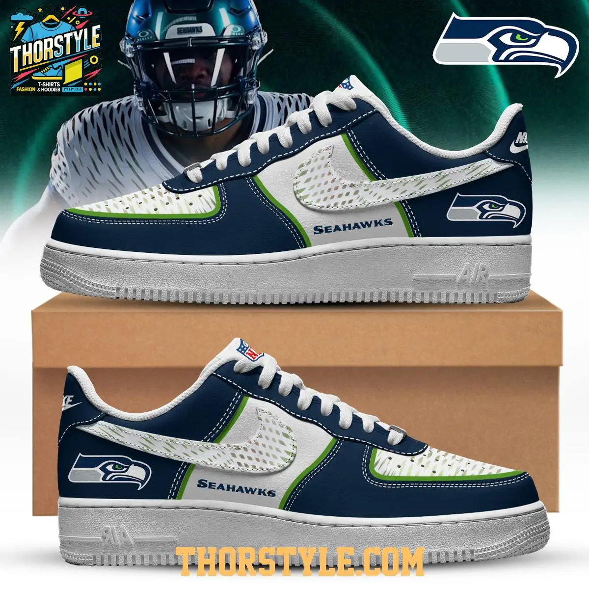 Seattle Seahawks 2025 Rivalries Jaxon Smith-Njigba Personalized Air Force 1 Shoes