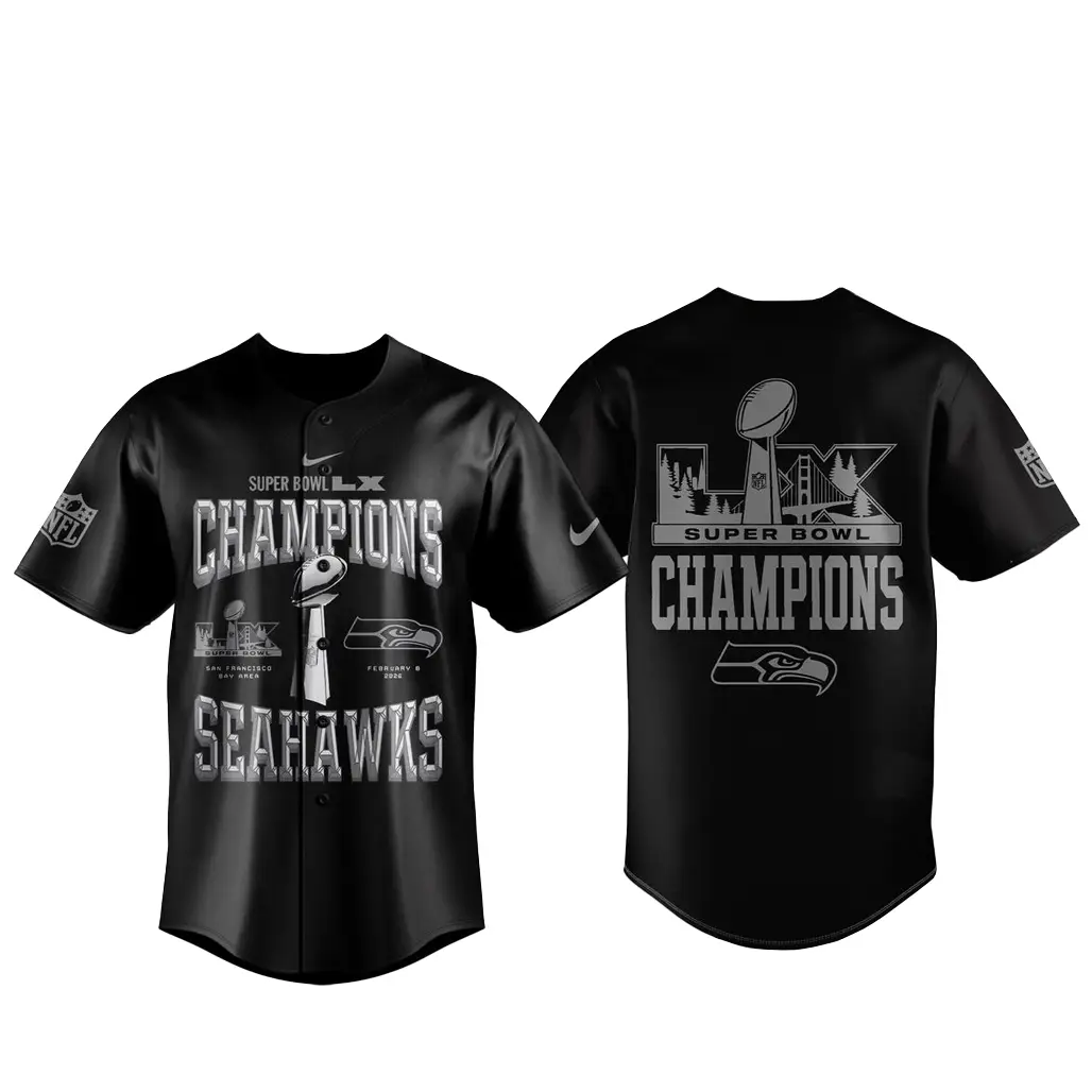 Seattle Seahawks 2025 Super Bowl LX Champions Monochrome Baseball Jersey - Tazila