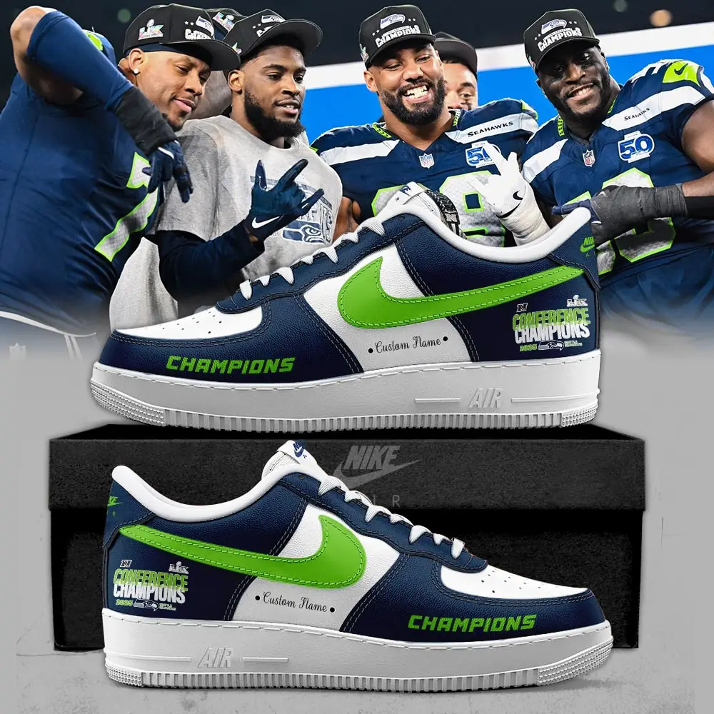 Seattle Seahawks NFC Conference Champions Limited Personalized Air Force 1 Shoes | ZG71