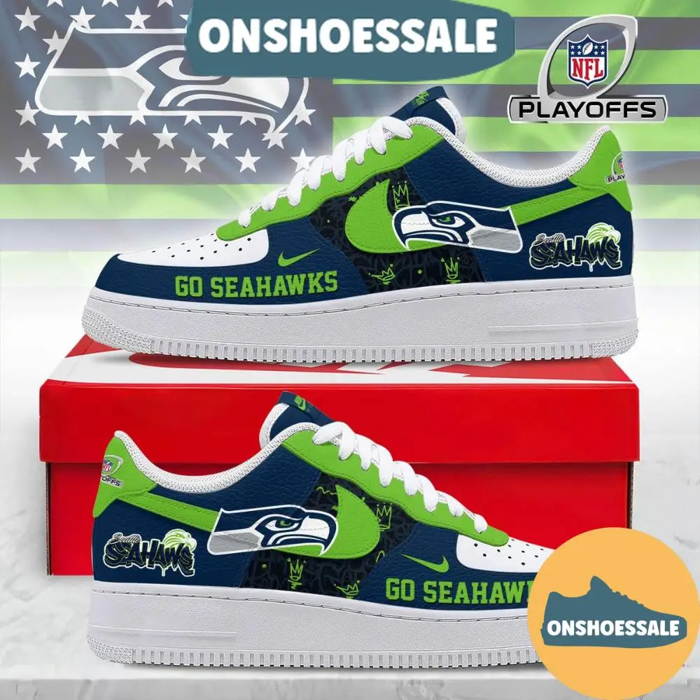Seattle Seahawks NFL Playoffs Air Force 1 Shoes, Gift For Fans - Best Gift Shoes Seattle Seahawks NFL Playoffs Air Force 1 Shoes, Gift For Fans - Best Gift Shoes - Image 1
