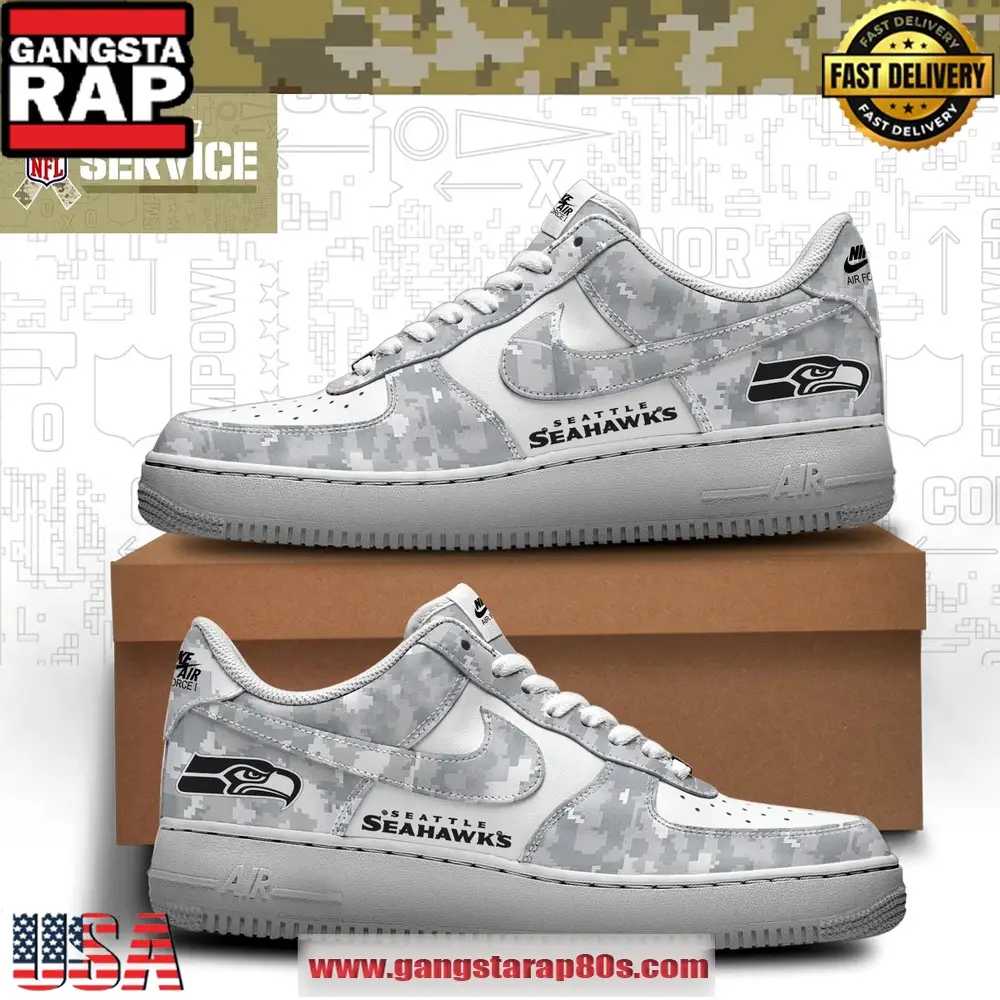 Seattle Seahawks Salute To Service 2026 Air Force 1 Sneakers Shoes Seattle Seahawks Salute To Service 2026 Air Force 1 Sneakers Shoes - Image 1