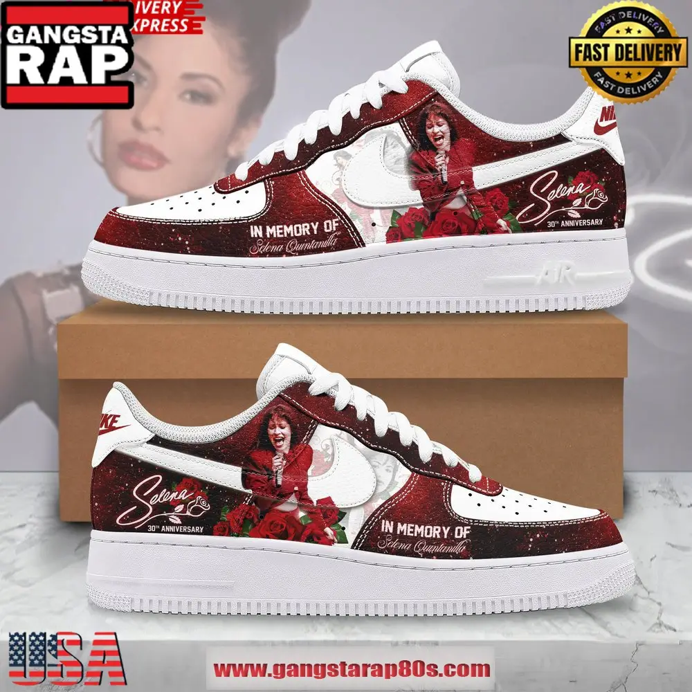 Selena Quintanilla 30th Anniversary Memorial Special Air Force 1 Running Sneakers Shoes Selena Quintanilla 30th Anniversary Memorial Special Air Force 1 Running Sneakers Shoes - Image 1