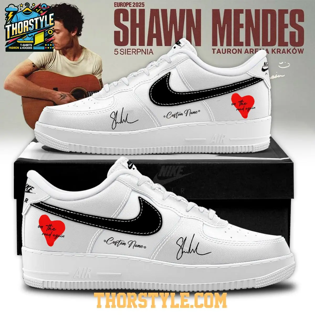 Shawn Mendes On The Road Again Tour 2025 Europe Celebration Air Force 1 Shoes