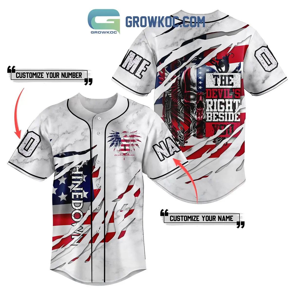Shinedown The Devil's Right Beside You White Personalized Baseball Jersey