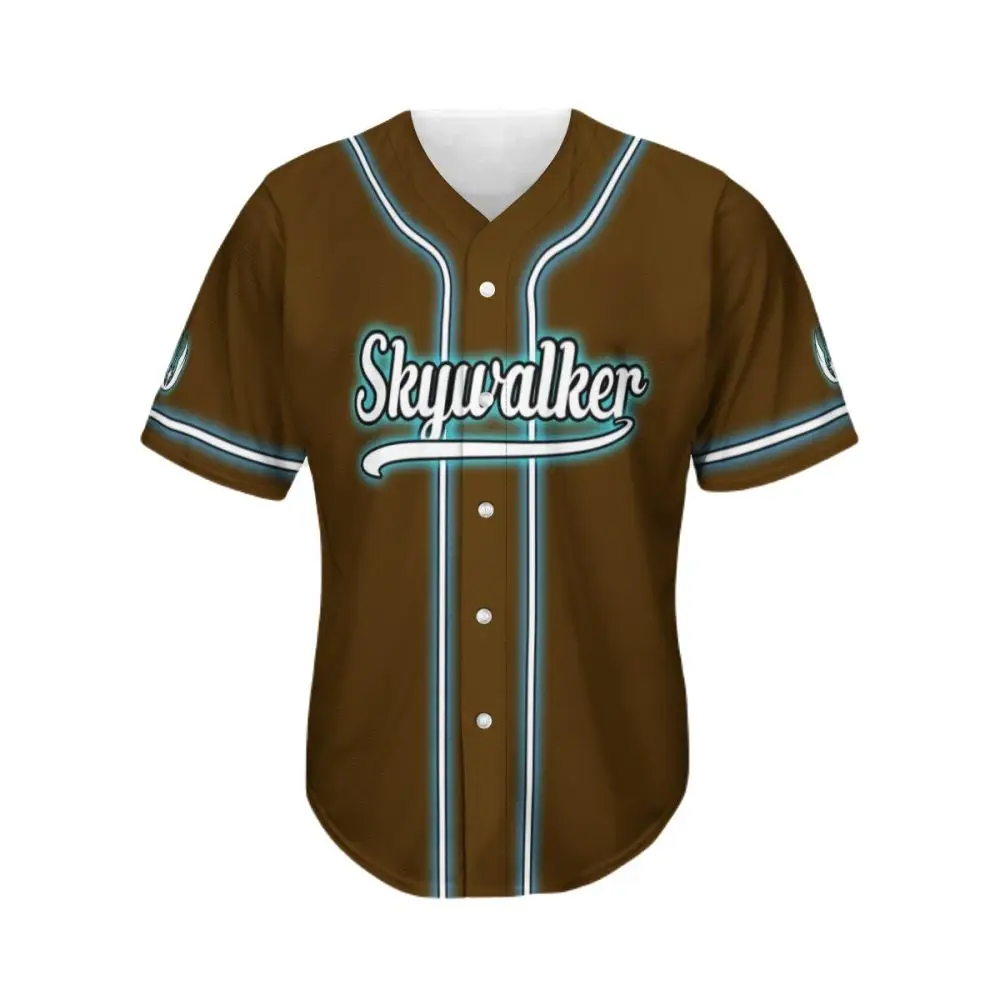 Skywalker Custom Brown Baseball Jersey – Neon Glow, Stylish & Unique Design