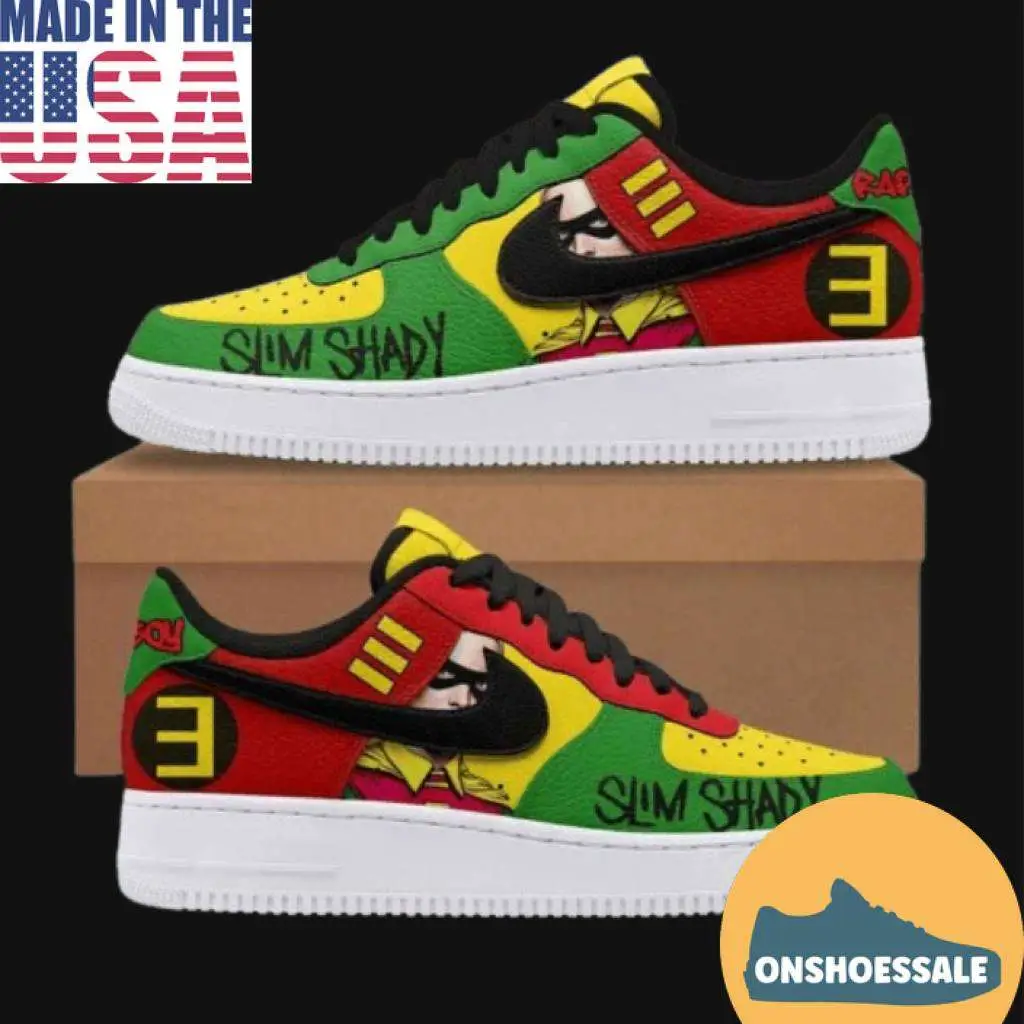 Slim Shady Eminem Nike Air Force 1 Shoes, Hand Painted Rap Inspired Sneakers - Best Gift Shoes